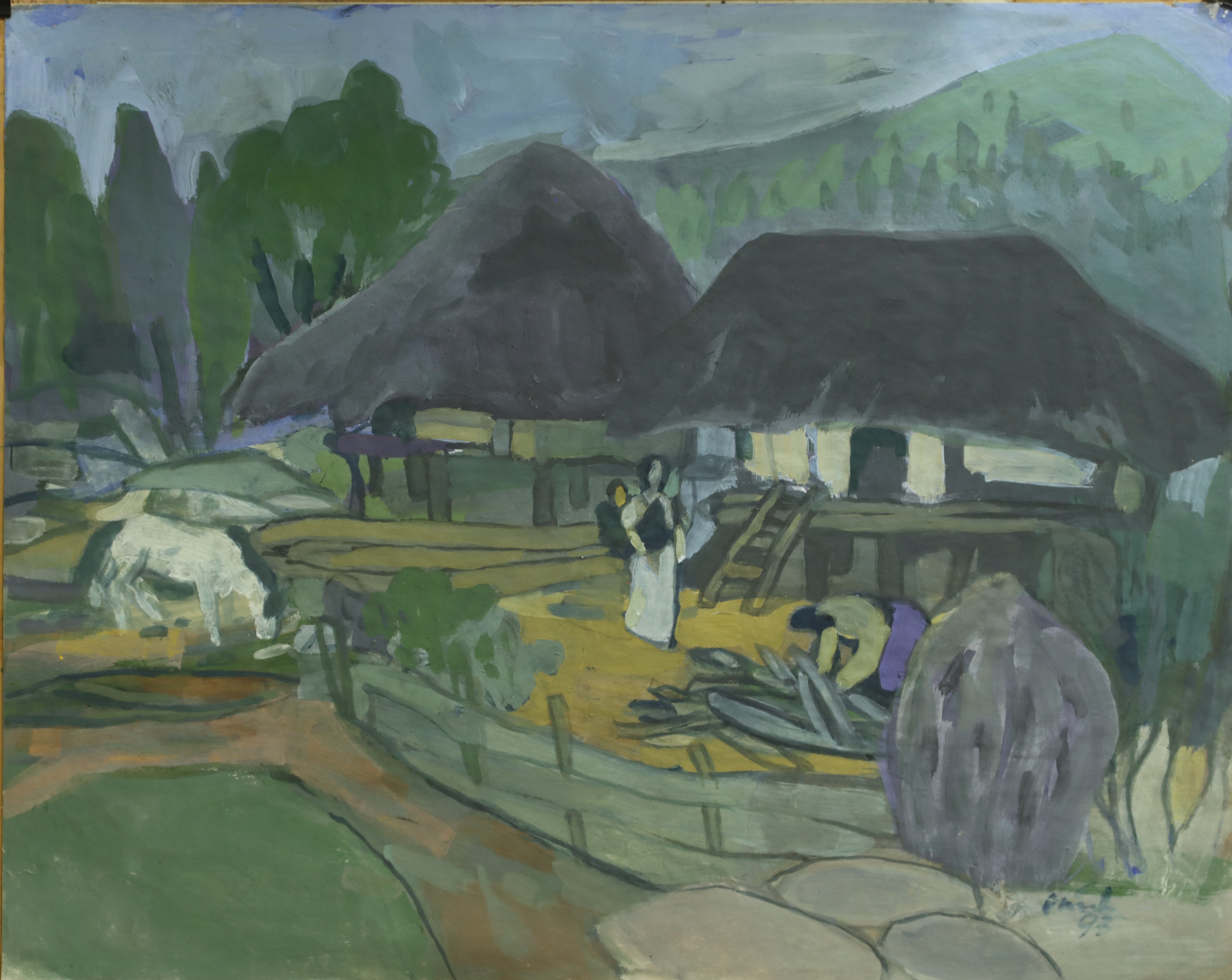 Abstract Vietnamese landscape oil painting